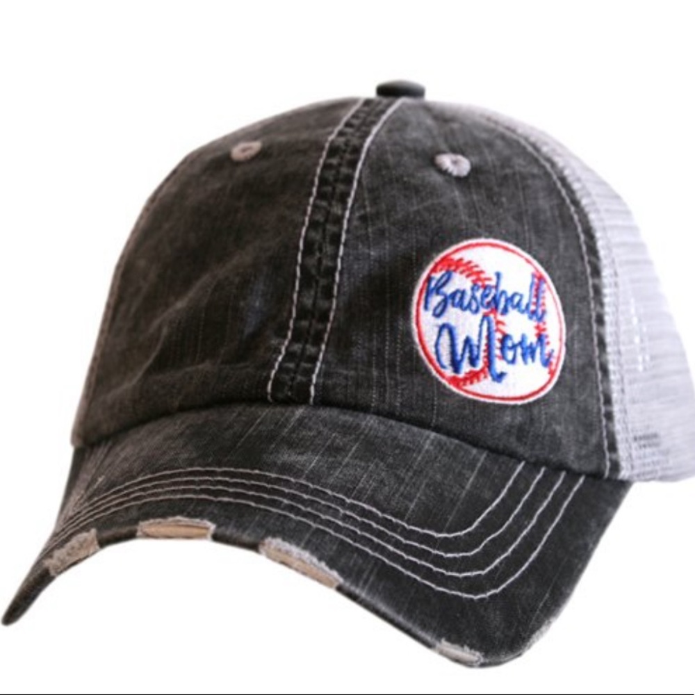 Katydid- "Baseball Mom" Trucker Hat- Gray with BB Mom patch- OS adjustable NWT